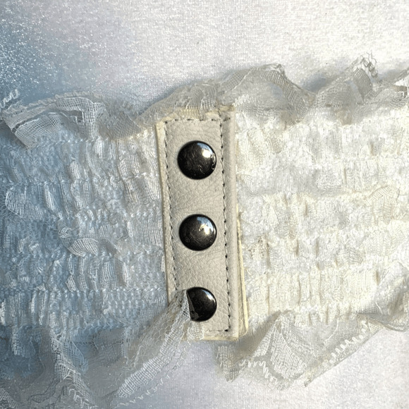 Y2K Lace Corset Belt Cream Leather Lace Up Wide Elastic Waist Statement Romantic - Picture 3 of 7